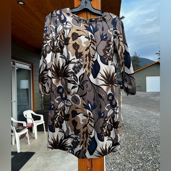 Filippa K Silk Dress XS Neutral Floral Minimalist Shift Dress - Picture 3 of 10